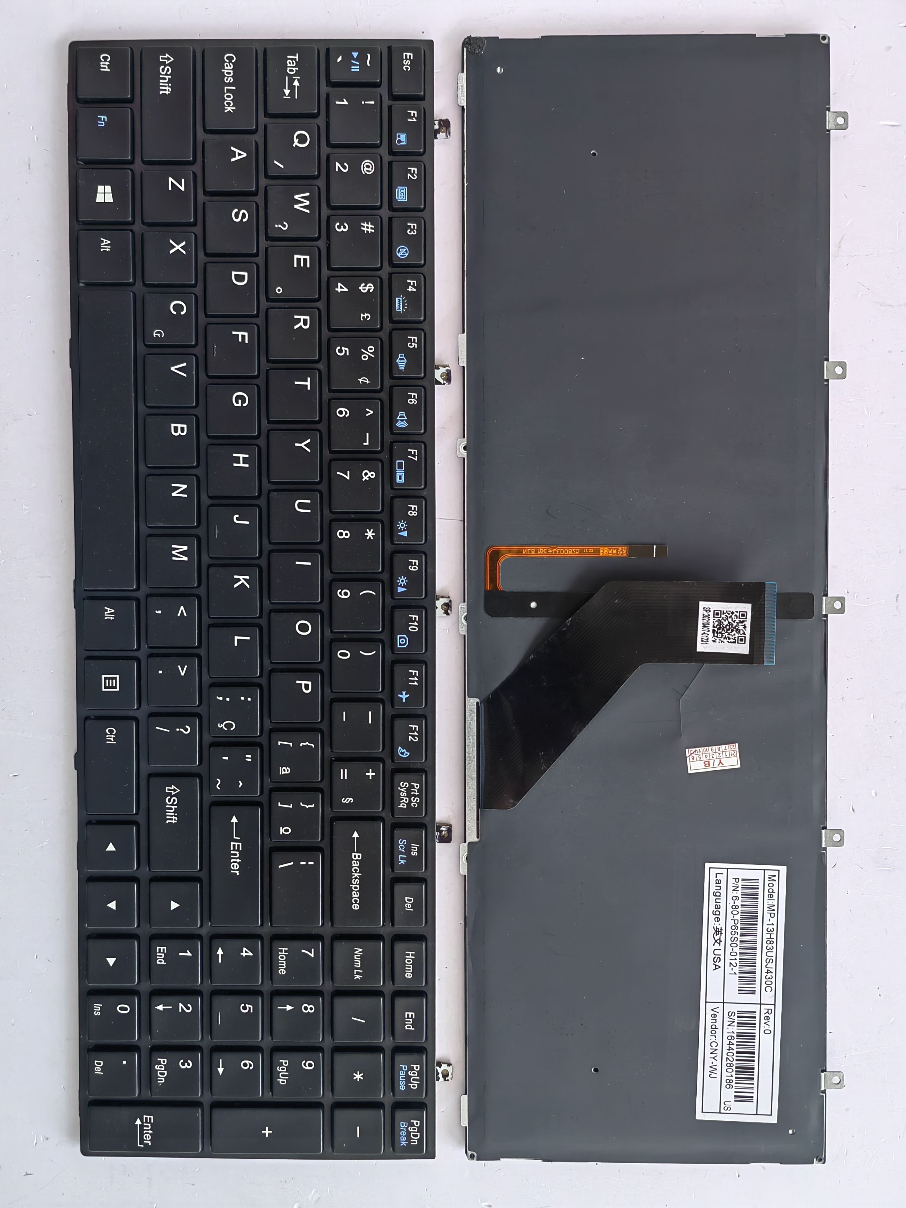 Picture of New Replacement Laptop Keyboard For HASEE W370/W350/K590S/W670 small carriage return BLACK FRAME BLACK Backlit (OEM) BR Layout